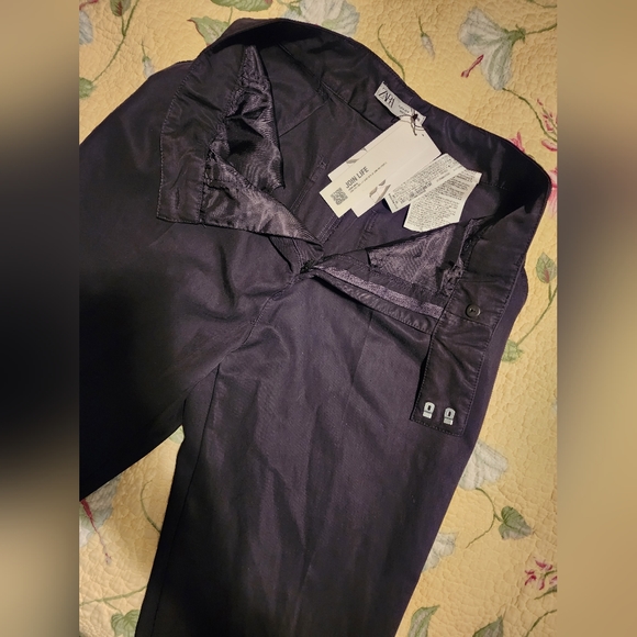 Zara BNWT Black High Waisted Trousers Straight Leg M - Picture 4 of 6